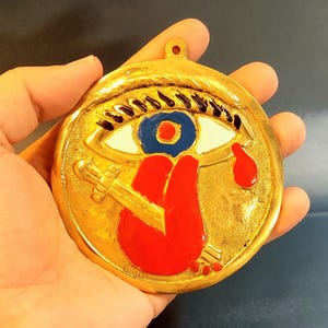 Brass Evil Eye Wall Hanging: House Protection Amulet
