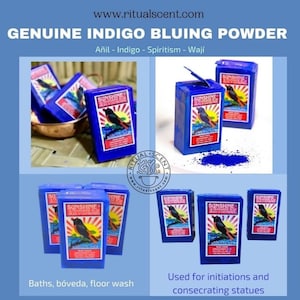 Bluing, añil waji, indigo blue powder for bóveda - spiritism, orisha, ashe spirit drawing mediumistic, hoodoo and Voodoo cleansing baño aro