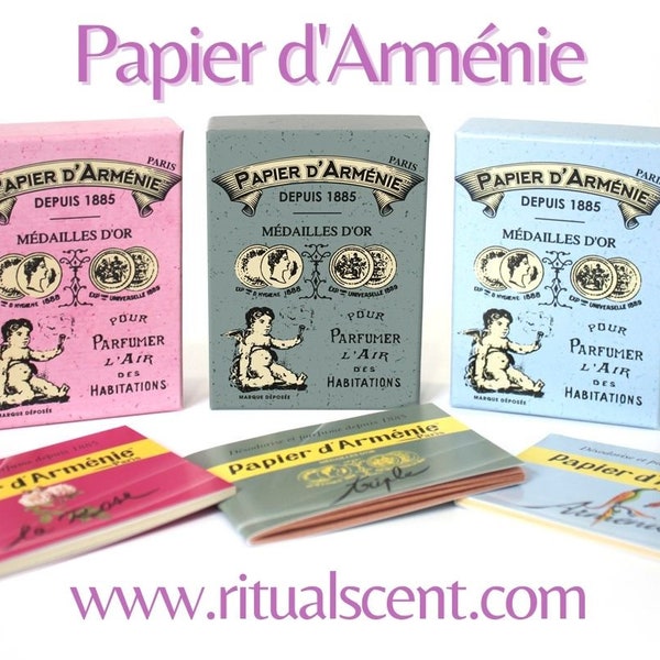 Papier d'Armenie  Incense Paper Booklet - 3 fragrances Rose Armenie Tradition French made home fragrance burning paper for relaxation uplift