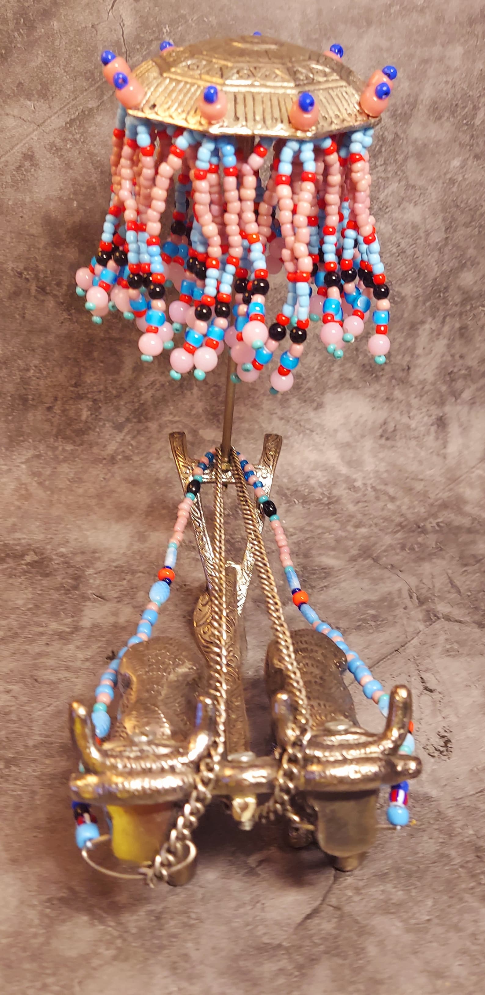 Adimu Hand Beaded Orisha Oko Tool Herramienta Santeria Lucumi Silver Metal ...