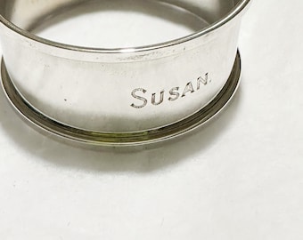 Solid Sterling Silver SUSAN inscribed napkin ring  | made in England | fully hallmarked | mothers day gift |