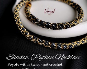 Patron PDF python ombré avec perles, motif peyotl avec une touche torsadée, pas de crochet