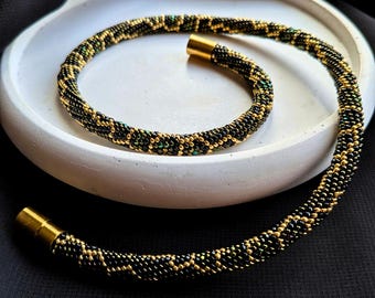 Shadowleaf Python Snake Necklace – Slim Beaded Rope Choker