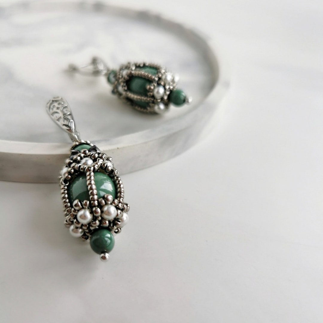 Aesthetic Sage Green Lantern Earrings Etsy