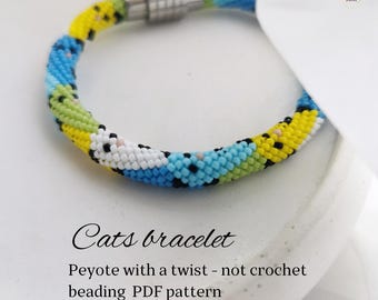 Bracelet chat Peytwist PDF motif de perles