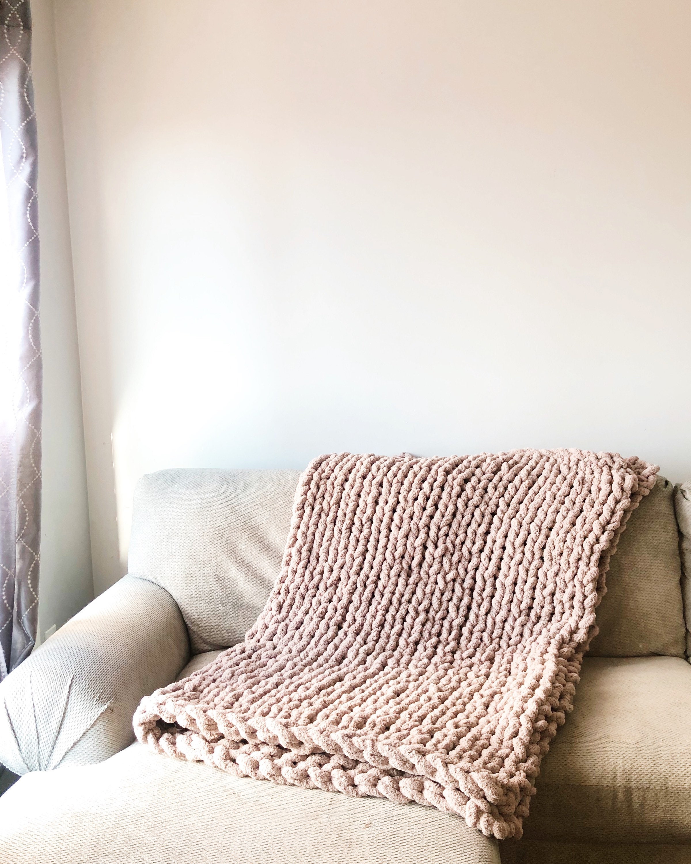 Chunky Knit Blanket Super Chunky Yarn Blanket Chenille Yarn Etsy