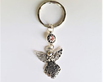 Pink Guardian Angel Keychain