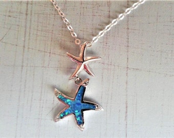 925 Sterling Silver Double Starfish Necklace