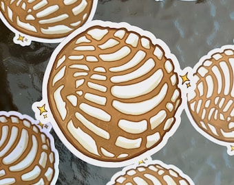cute concha mexican pan dulce waterproof matte sticker