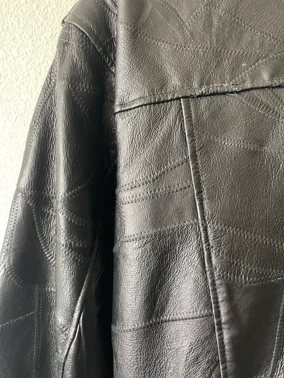 Vintage leather patchwork moto jacket// black// s… - image 6