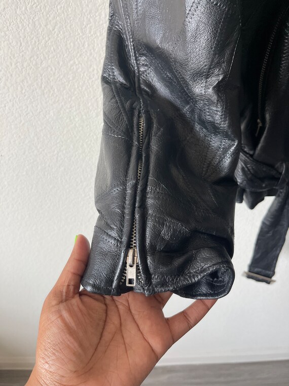 Vintage leather patchwork moto jacket// black// s… - image 5