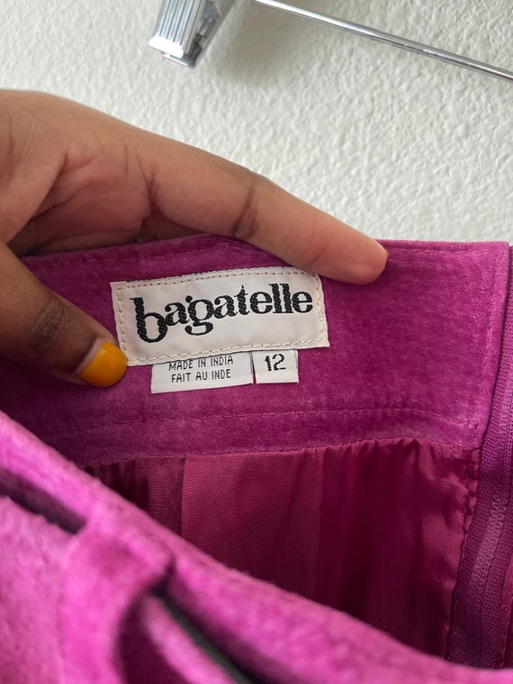 Vintage Bagatelle suede fuchsia pencil skirt// si… - image 7