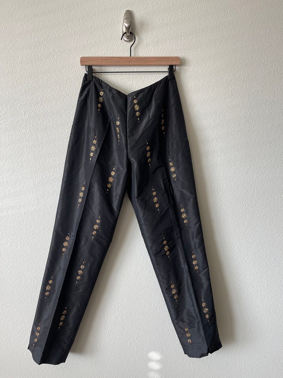 Vintage Chetta B silk pants// black// size: 10