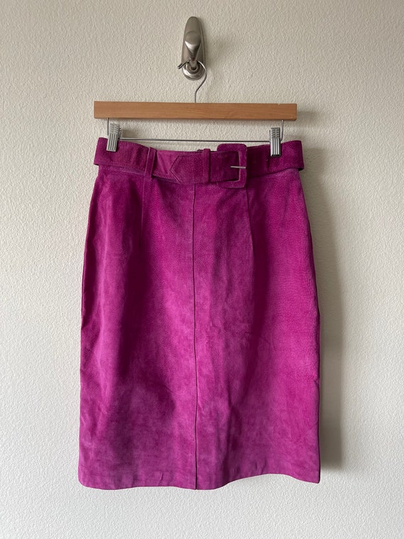 Vintage Bagatelle suede fuchsia pencil skirt// si… - image 1