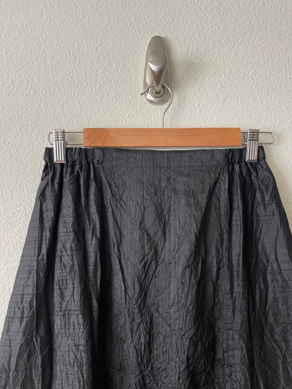 Vintage crinkly silk maxi skirt// black// size: s… - image 5