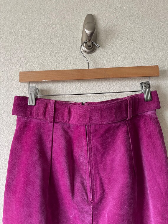 Vintage Bagatelle suede fuchsia pencil skirt// si… - image 4