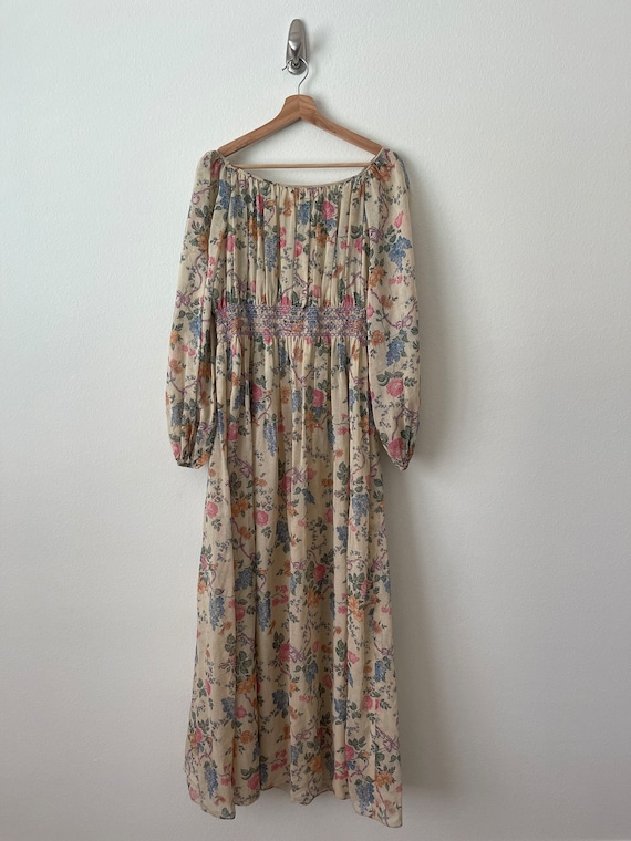 1970s Rona floral maxi dress// pink/purple/green/… - image 3