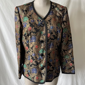 80s vintage Kathryn Conover for Talbots metallic floral jacket// size: M