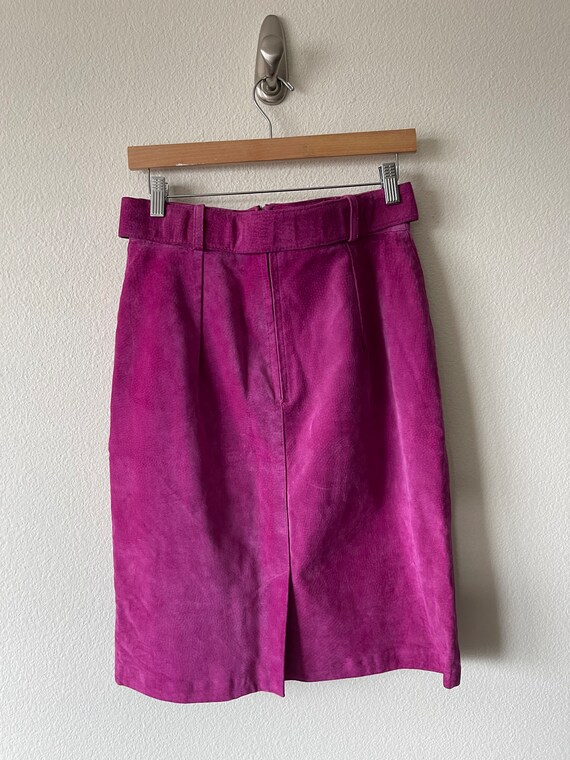 Vintage Bagatelle suede fuchsia pencil skirt// si… - image 2