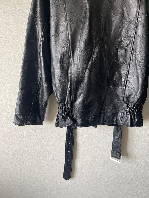 Vintage leather patchwork moto jacket// black// s… - image 7