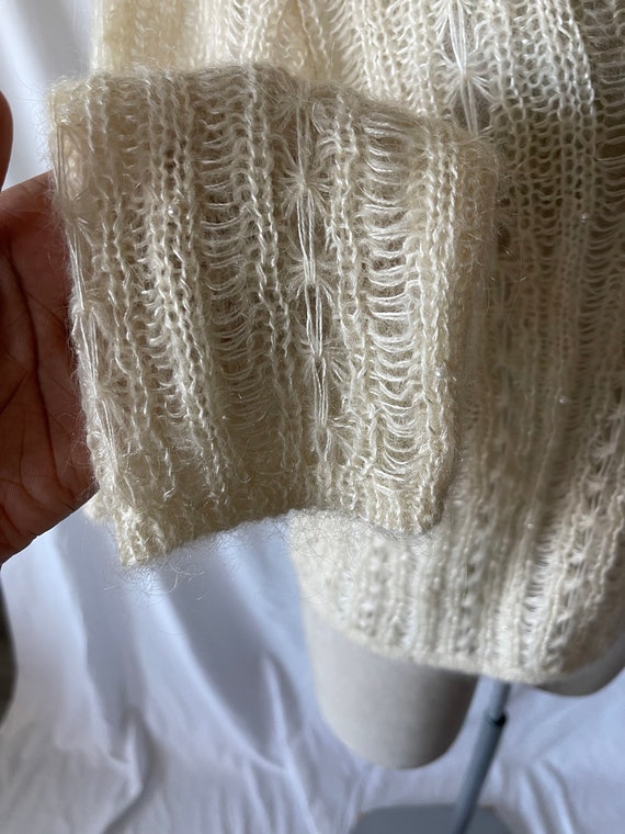 Vintage Liz Claiborne ivory white crochet knit sw… - image 4