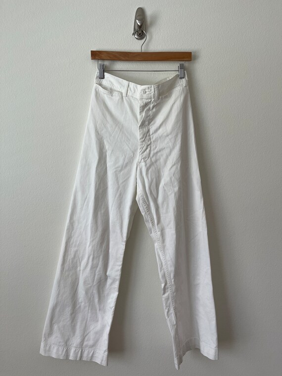 Vintage white cotton sailor pants// size: M