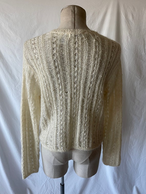 Vintage Liz Claiborne ivory white crochet knit sw… - image 2