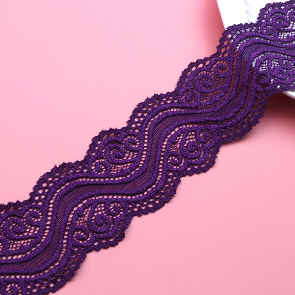 2 inch elastic lace|clothing accessories|1 yard|purple lace|lace elastic lace|DIY accessories|Elastic headband lace|Lace wholesale|D-0085SC