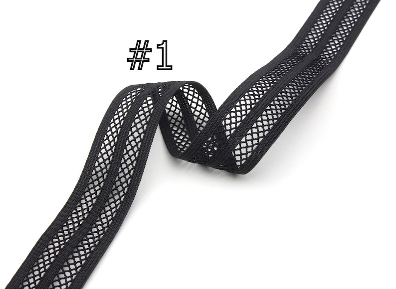 Mesh elastic band-1 inches wide elastic-colors elastic-high quality elastic band-clothing accessories-elastic band by the yards-D-0893SC #1 Black