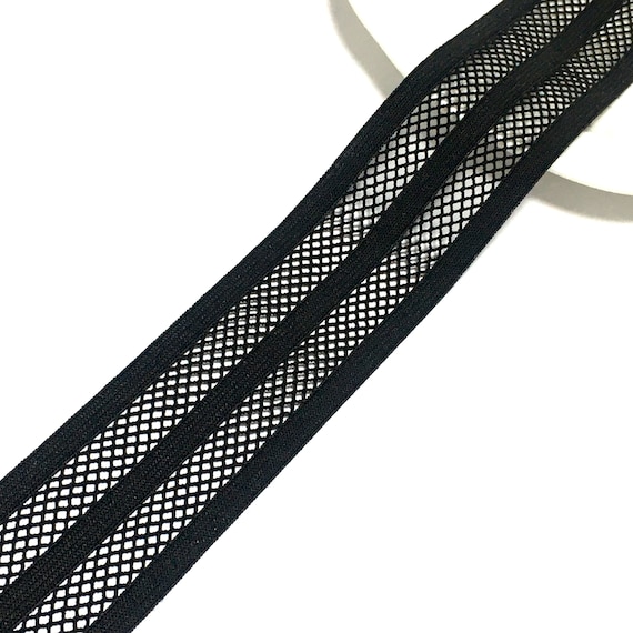 1.5 inch wide elastic band|1 yard|black mesh striped elastic belt |DIY clothing supplies|clothing accessories supply|D-0522SC