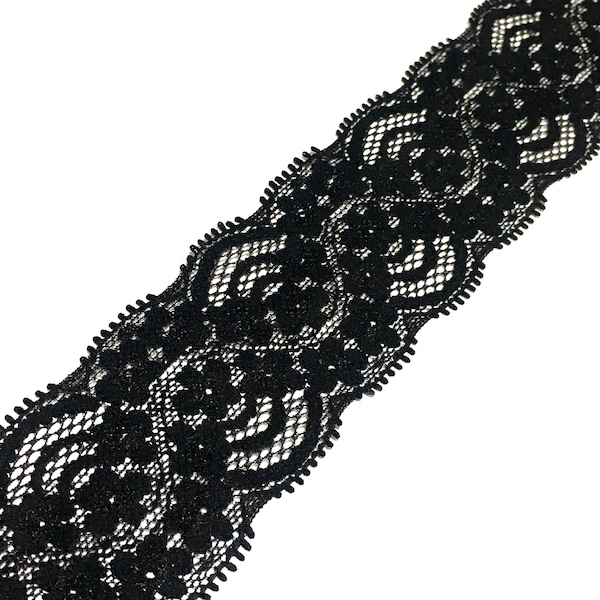 1.7 inch Wide Lace Trims (45mm)|2 Yards|Elastic Lace|Clothing Supplies|Skirt Connection|DIY Clothing Accessories|Wholesale Lace|D-0505SC