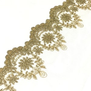 4 inch Lace Trim|Clothing Trim|Gold Color Trim|Wedding Trim|Mattress Trim|Table Cushion Trim|Sofa Trim Clothing Accessories Supplyr|D-0722SC