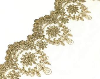 4 inch Lace Trim|Clothing Trim|Gold Color Trim|Wedding Trim|Mattress Trim|Table Cushion Trim|Sofa Trim Clothing Accessories Supplyr|D-0722SC