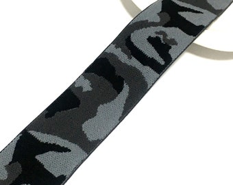 1.5 inch Wide Elastic|1 Yard|Grey Camouflage Elastic |Double Sided Jacquard Elastic|Sewing Elastic Band |Garment Accessories Supply|D-0521SC