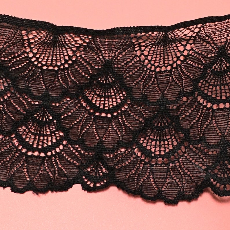 3.4 inch Lace 87 mm2 YardBlack LaceClothing AccessoriesLace Trim AccessoriesLace WholesaleStrong Elastic LaceGarment LaceD-0128SC image 2