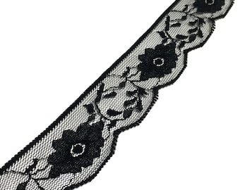 1.3 inch wide Lace (33 mm)|2 Yards|black elastic lace|skirt belt lace|clothing lace|wholesale lace|clothing accessories supply|D-0490SC
