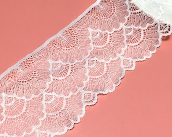 3.4 inch Lace (87 mm)|2 Yard|Lace Trim|White Lace|Clothing Accessories|Lace Trim Accessories|Lace Wholesale|Strong Elastic Lace|D-0127SC