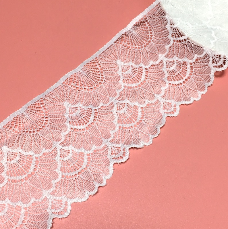 3.4 inch Lace 87 mm2 YardLace TrimWhite LaceClothing AccessoriesLace Trim AccessoriesLace WholesaleStrong Elastic LaceD-0127SC image 1