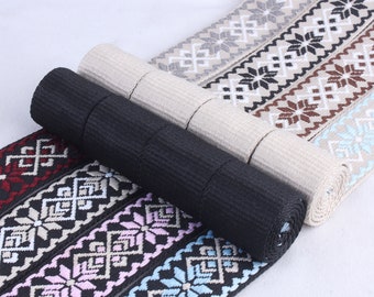 1,5 Zoll breites Baumwoll-Gurtband-Jacquard-Gurtband zum Nähen-Taschenriemen-Farbiges Gurtband für Taschenherstellung-Kleidung und Taschenzubehör -D-1056SC