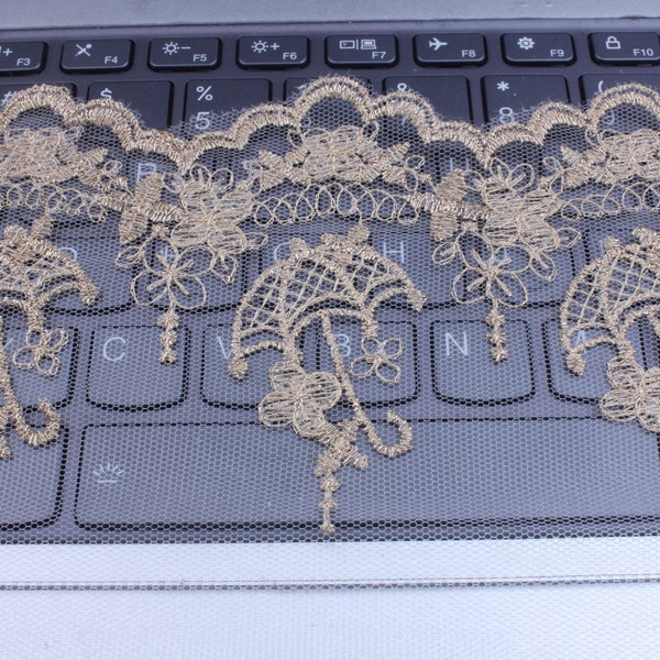 6 inch wide lace-1 yards-Embroidered umbrella shape lace trim-Gold lace trim-Skirt lace trim-Sewing lace-Clothing supplies-D-1022SC