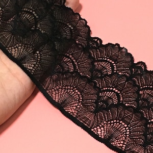 3.4 inch Lace 87 mm2 YardBlack LaceClothing AccessoriesLace Trim AccessoriesLace WholesaleStrong Elastic LaceGarment LaceD-0128SC image 4