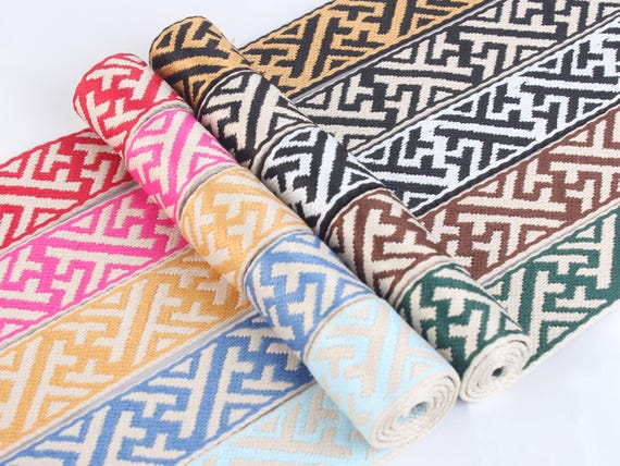 1.5 inches wide webbing-Jacquard woven tape-Handmade bag straps-Decorative bag tape-Colorful webbing-Unique sewing woven tape-D-1061SC