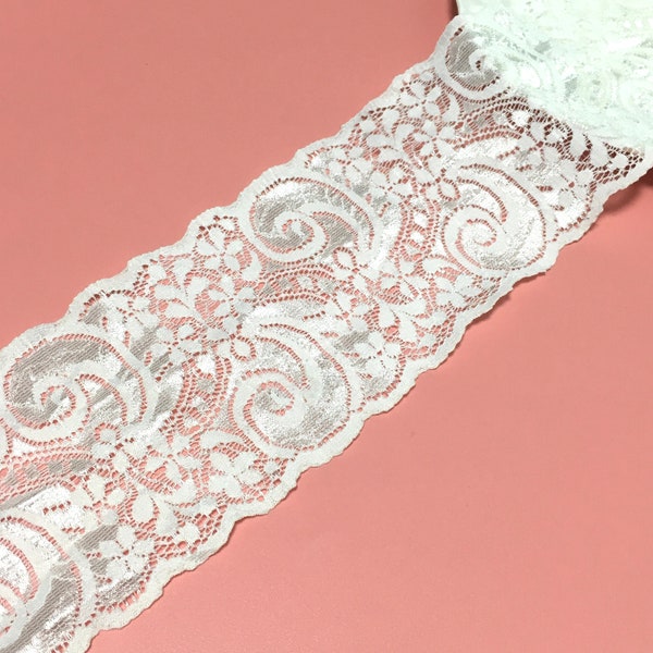 3.3 Inch Lace (85mm)|Stretch Lace|White Lace|Clothing Accessories|Skirt Elastic Lace|Stretch Headband Lace|Lace Wholesale|1 Yards|D-0115SC