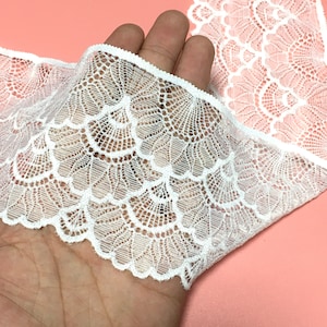 3.4 inch Lace 87 mm2 YardLace TrimWhite LaceClothing AccessoriesLace Trim AccessoriesLace WholesaleStrong Elastic LaceD-0127SC image 3