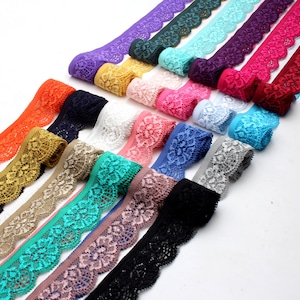 Color Lace|1 Inch Wide Lace|Elastic Lace|Clothing Accessories|Skirt Stitching|Sewing Lace|Lace by the yards|Wholesale Lace|D-0817SC