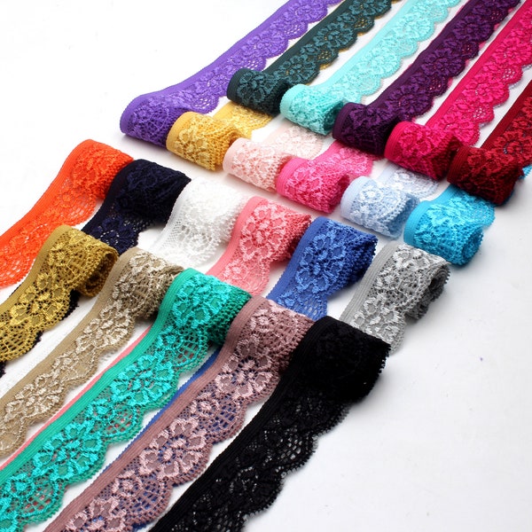 Color Lace|1 Inch Wide Lace|Elastic Lace|Clothing Accessories|Skirt Stitching|Sewing Lace|Lace by the yards|Wholesale Lace|D-0817SC