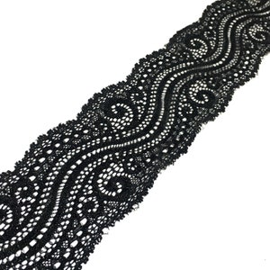 2.5 inch wide Lace (65 mm)|2 Yards|Black elastic lace|Skirt belt lace|Clothing lace|Clothing stitching|Clothing accessories supply|D-0493SC
