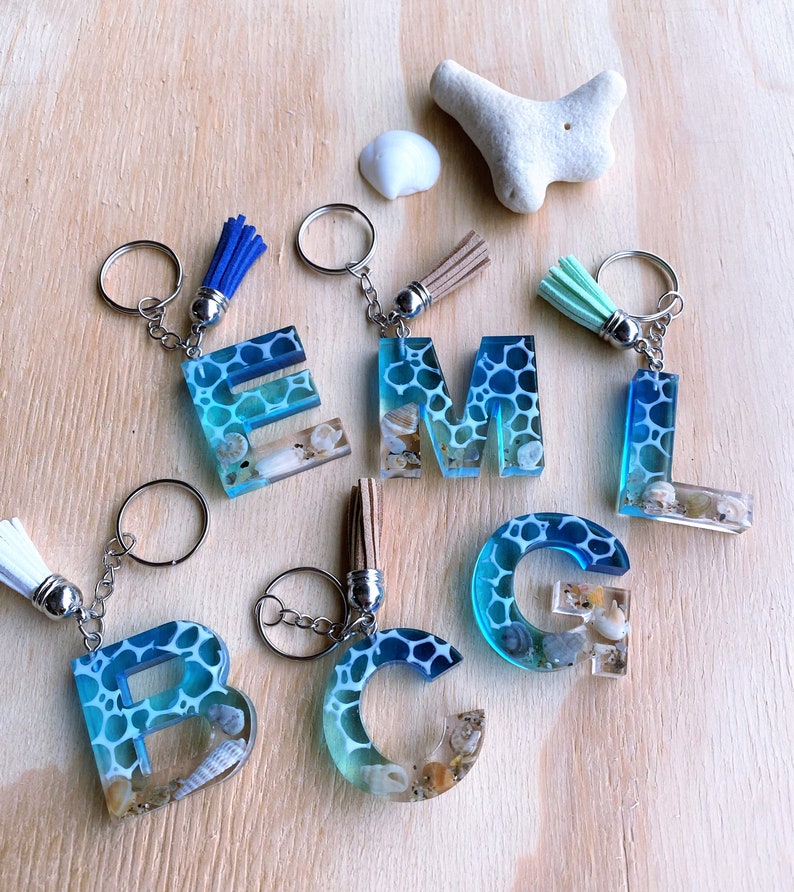 Beach Themed Resin Keychain with Sea Shells Etsy