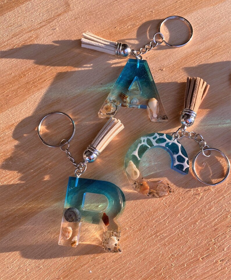 Beach Themed Resin Keychain with Sea Shells Etsy