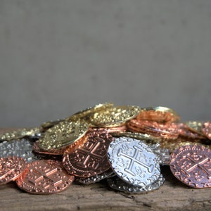 Monete di metallo extra large Oro, Argento, Rame Tesoro dei pirati Doblone immagine 9